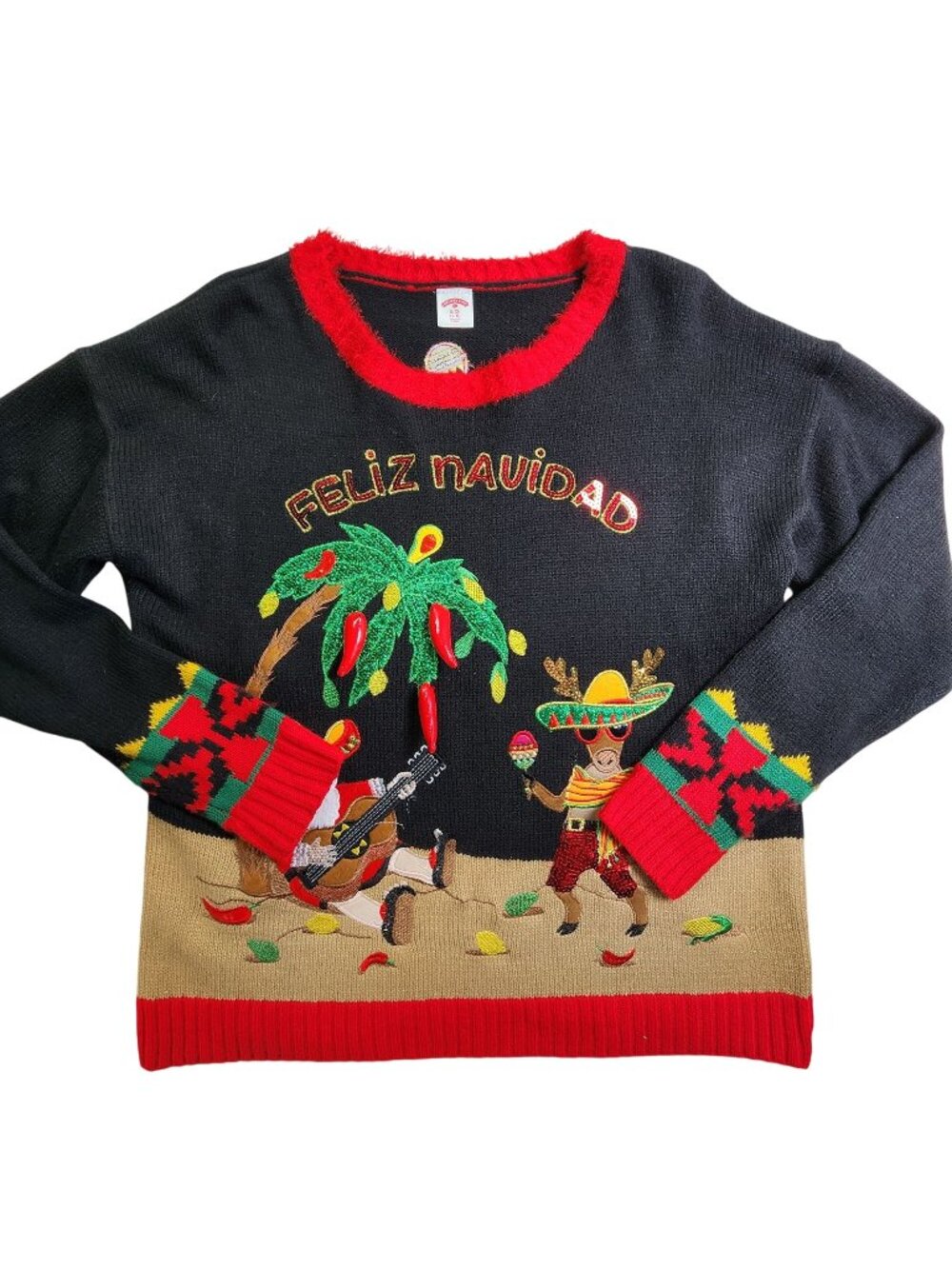 Holiday Time Feliz Navidad Christmas Sweater Men's Small